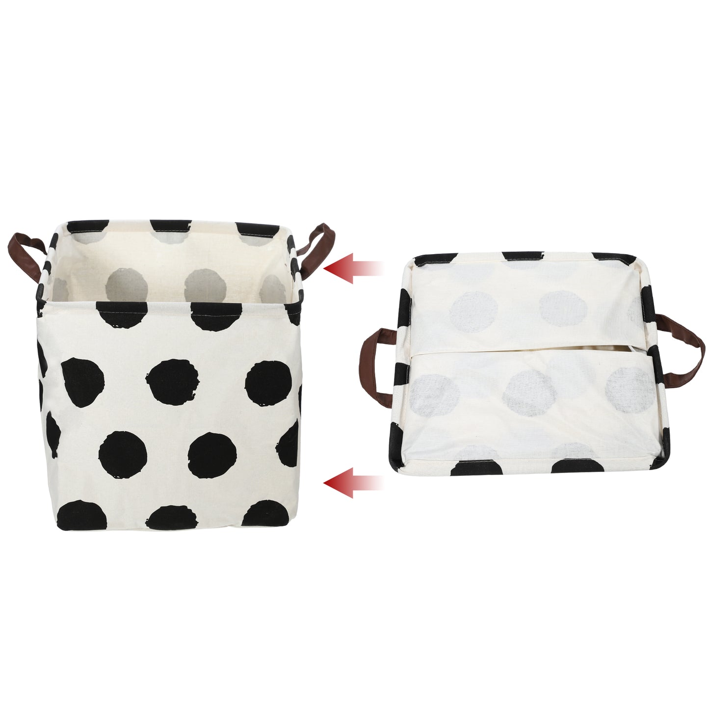 Foldable Square Laundry Basket for Laundry Room 12.60"x12.60"x12.60" 30L Black White Polka Dots