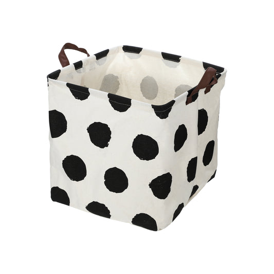 Foldable Square Laundry Basket for Laundry Room 12.60"x12.60"x12.60" 30L Black White Polka Dots