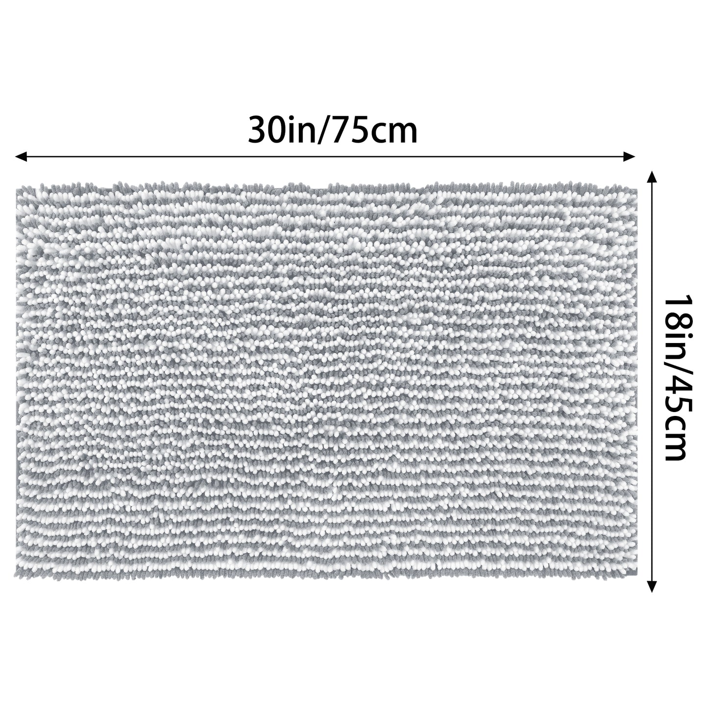 Chenille Striped Bathroom Rugs, Extra Thick and Absorbent Non-Slip Soft Plush Shaggy Bath Mats