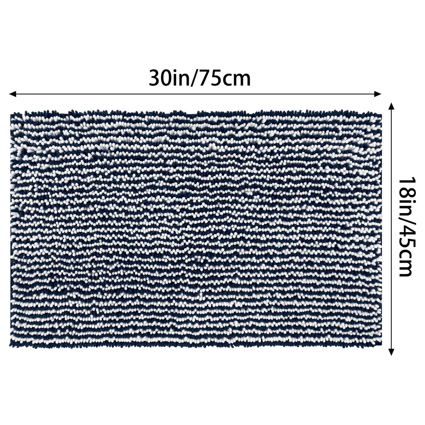 Chenille Striped Bathroom Rugs, Extra Thick and Absorbent Non-Slip Soft Plush Shaggy Bath Mats