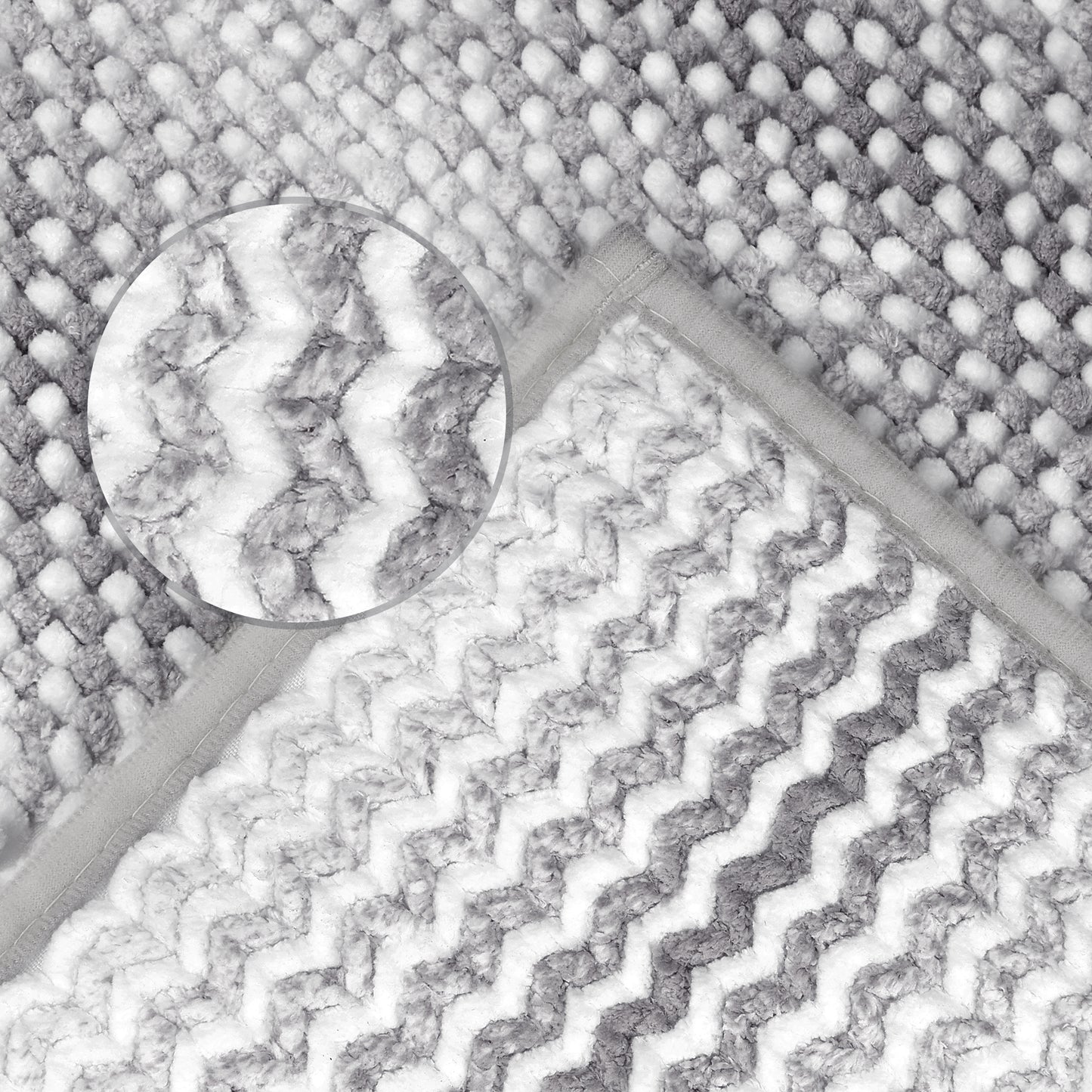 Chenille Bathroom Rug, Soft and Absorbent Non-Slip Striped Rug Luxury Plush Shaggy Bath Mats