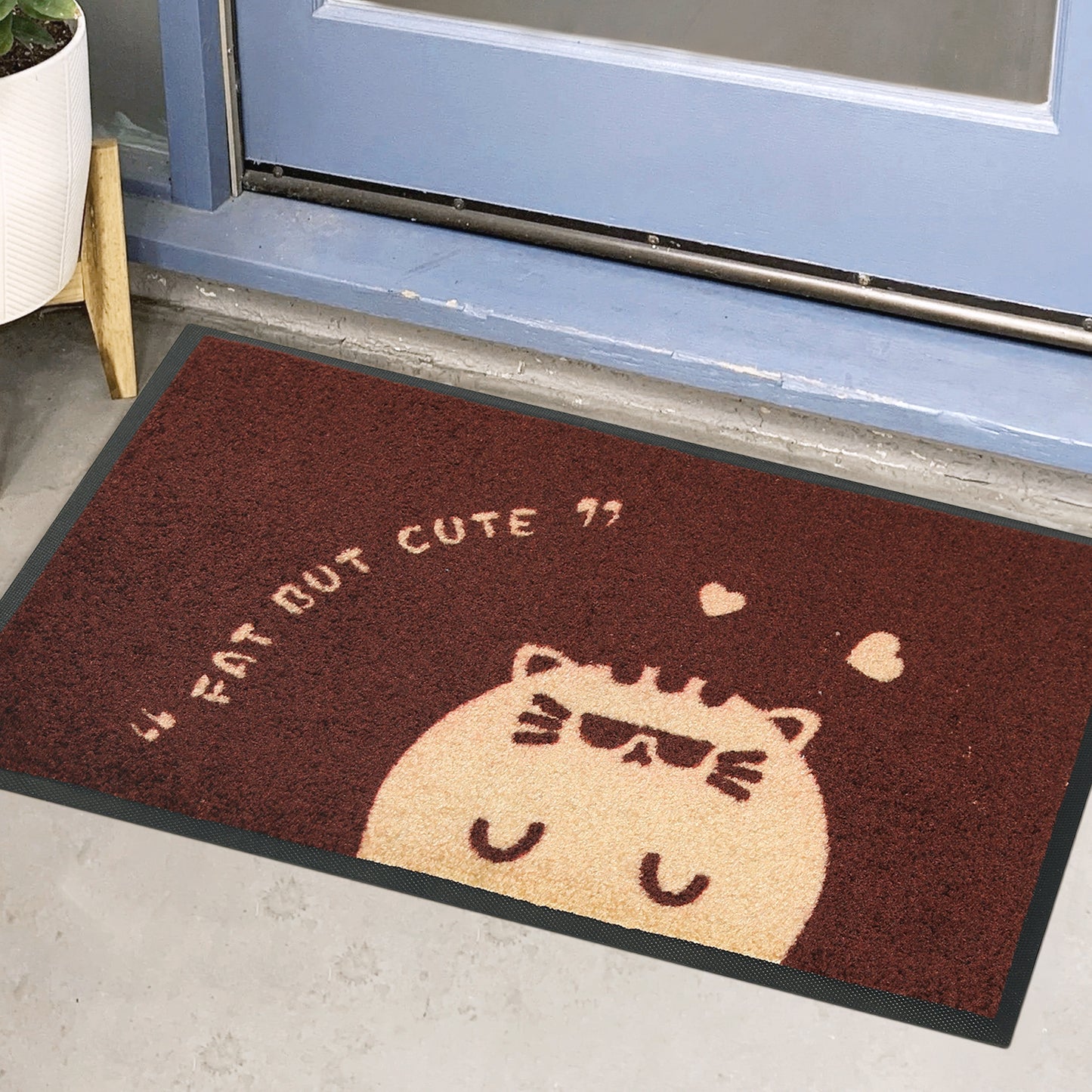 Front Door Mat Outside Entrance, Natural Rubber Mat, Cute Cartoon Pattern Door Mats