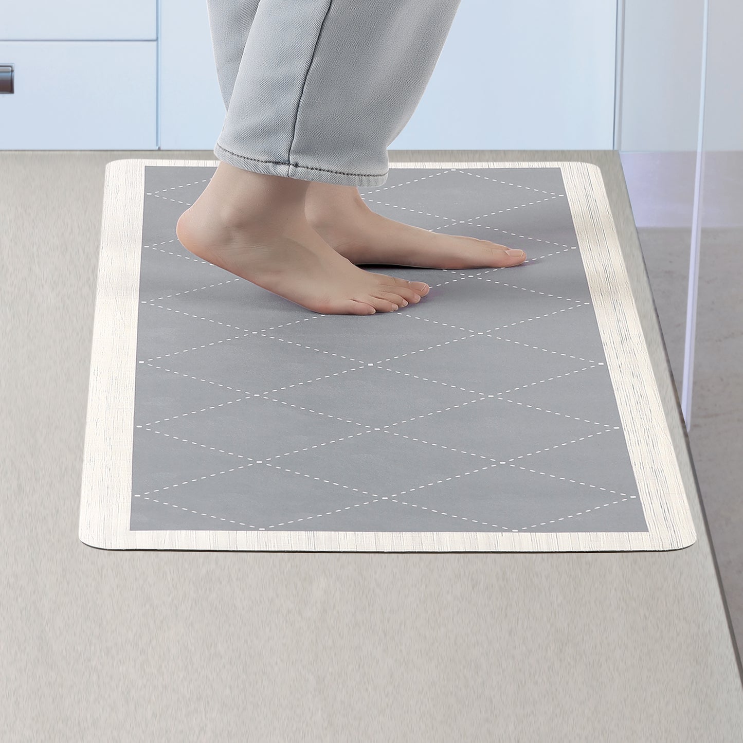 Geometry Kitchen Rug, Cushioned Anti-Fatigue Kitchen Floor Mats, Non Slip Waterproof Comfort Carpet