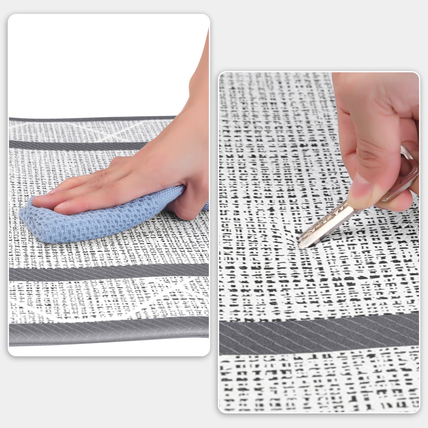 Geometry PVC Kitchen Mats, Waterproof Non-slip Washable and Oil Resistant Leather Kitchen Floor Mats