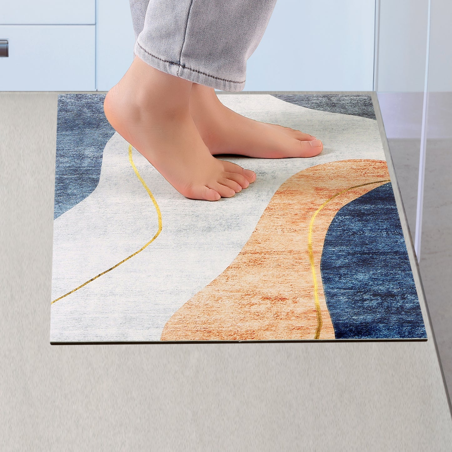 Kitchen Mats for Floor, Boho Geometry Kitchen Rugs 1 Piece, Boho Kitchen Decor