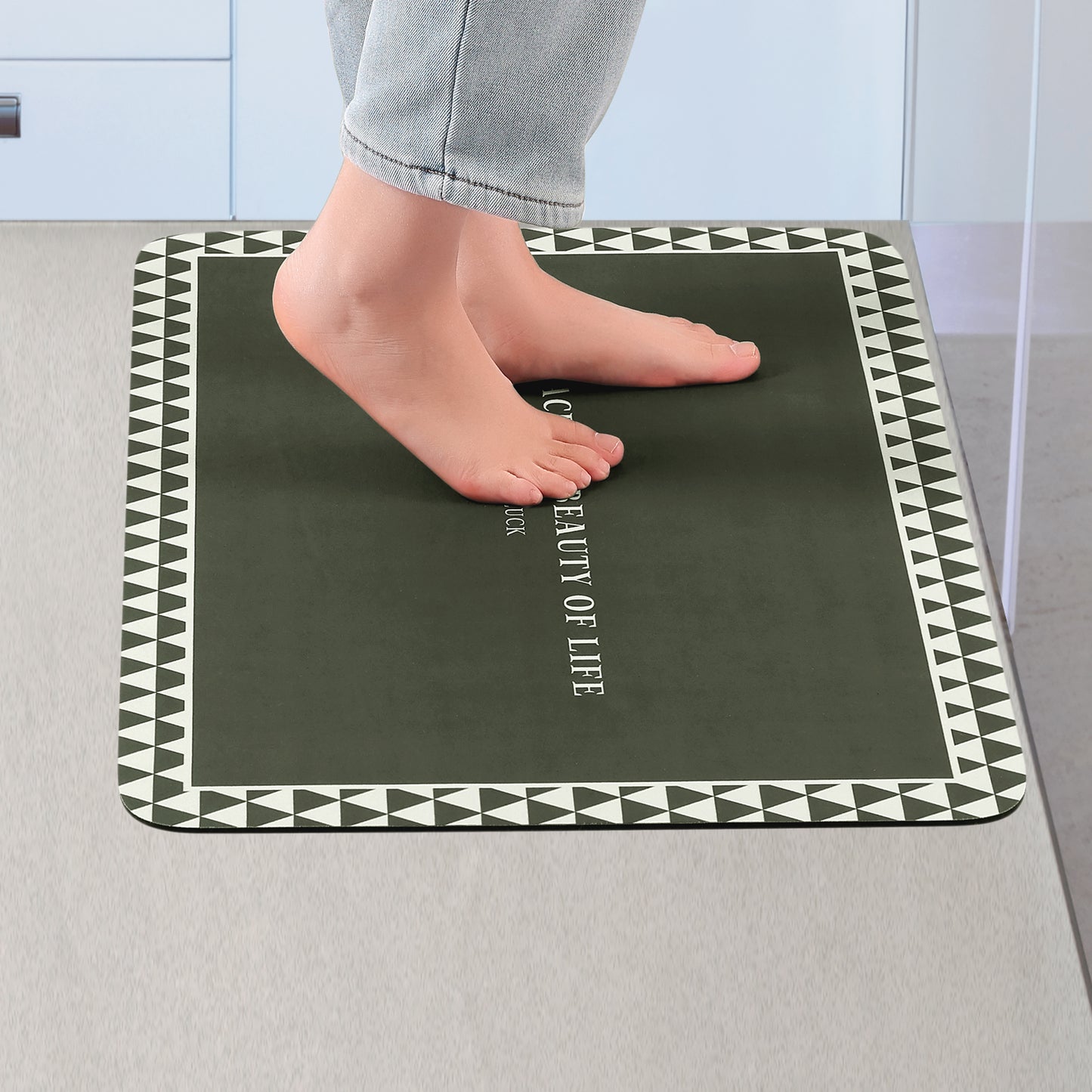 Abstract Geometric Pattern Kitchen Rug, Waterproof Non-Slip Soft Comfort Standing Kitchen Mats