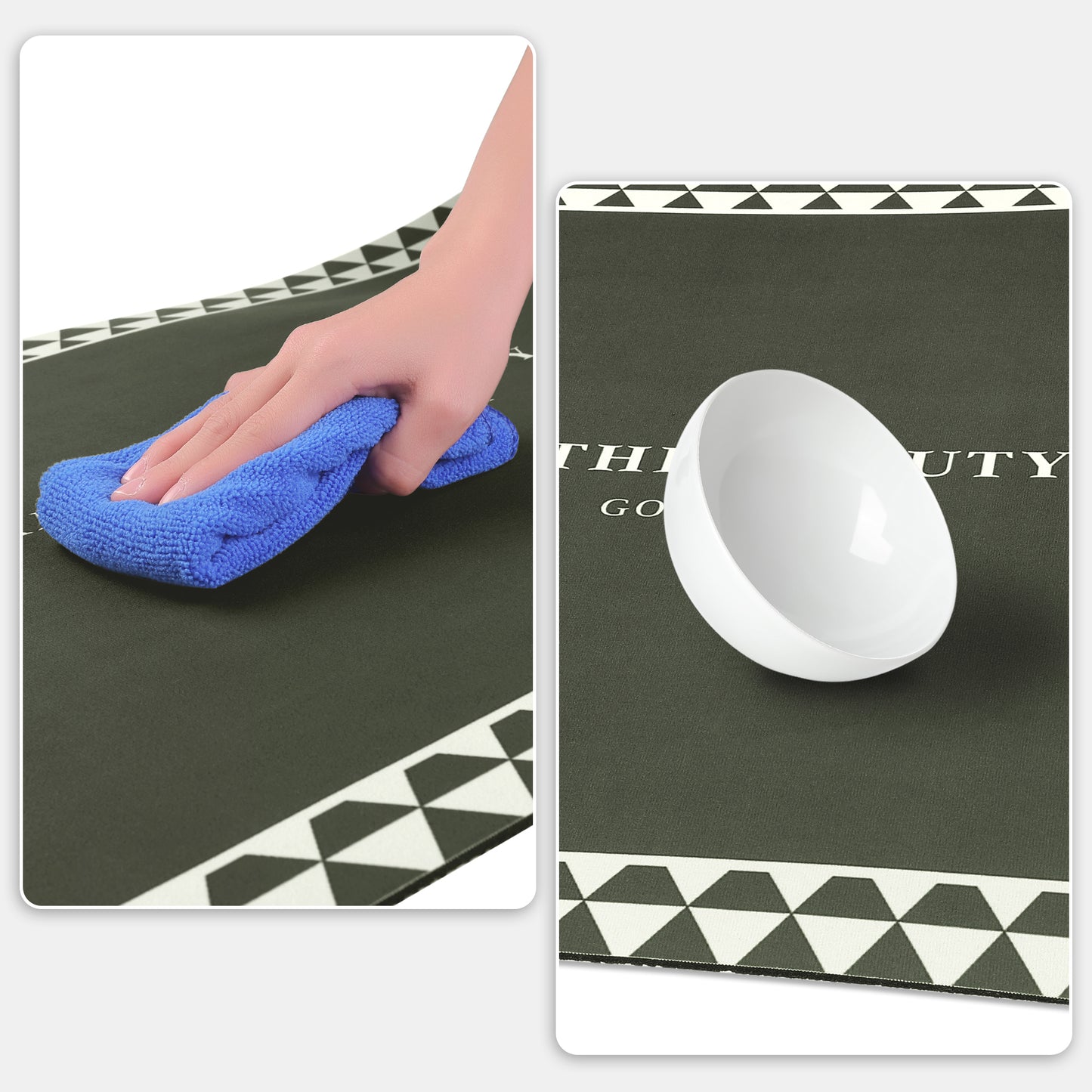 Abstract Geometric Pattern Kitchen Rug, Waterproof Non-Slip Soft Comfort Standing Kitchen Mats