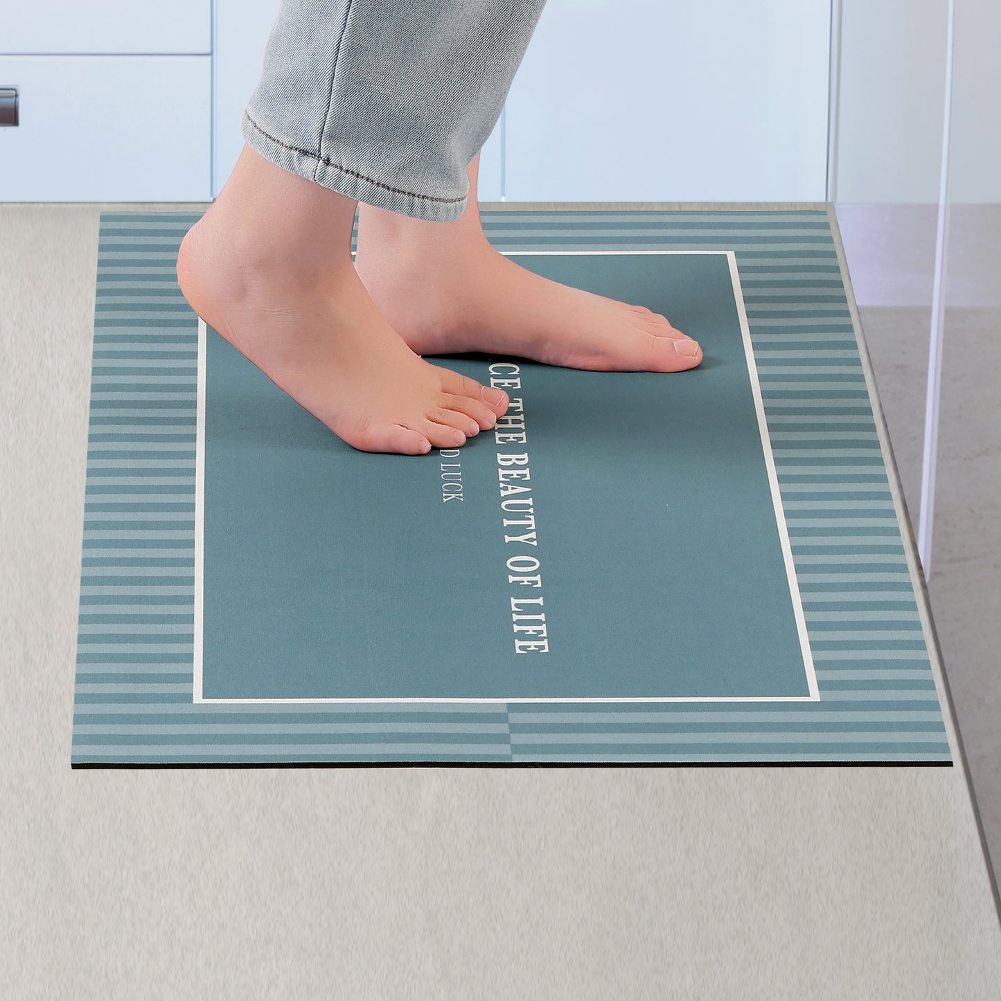 Abstract Geometric Pattern Kitchen Rug, Waterproof Non-Slip Soft Comfort Standing Kitchen Mats
