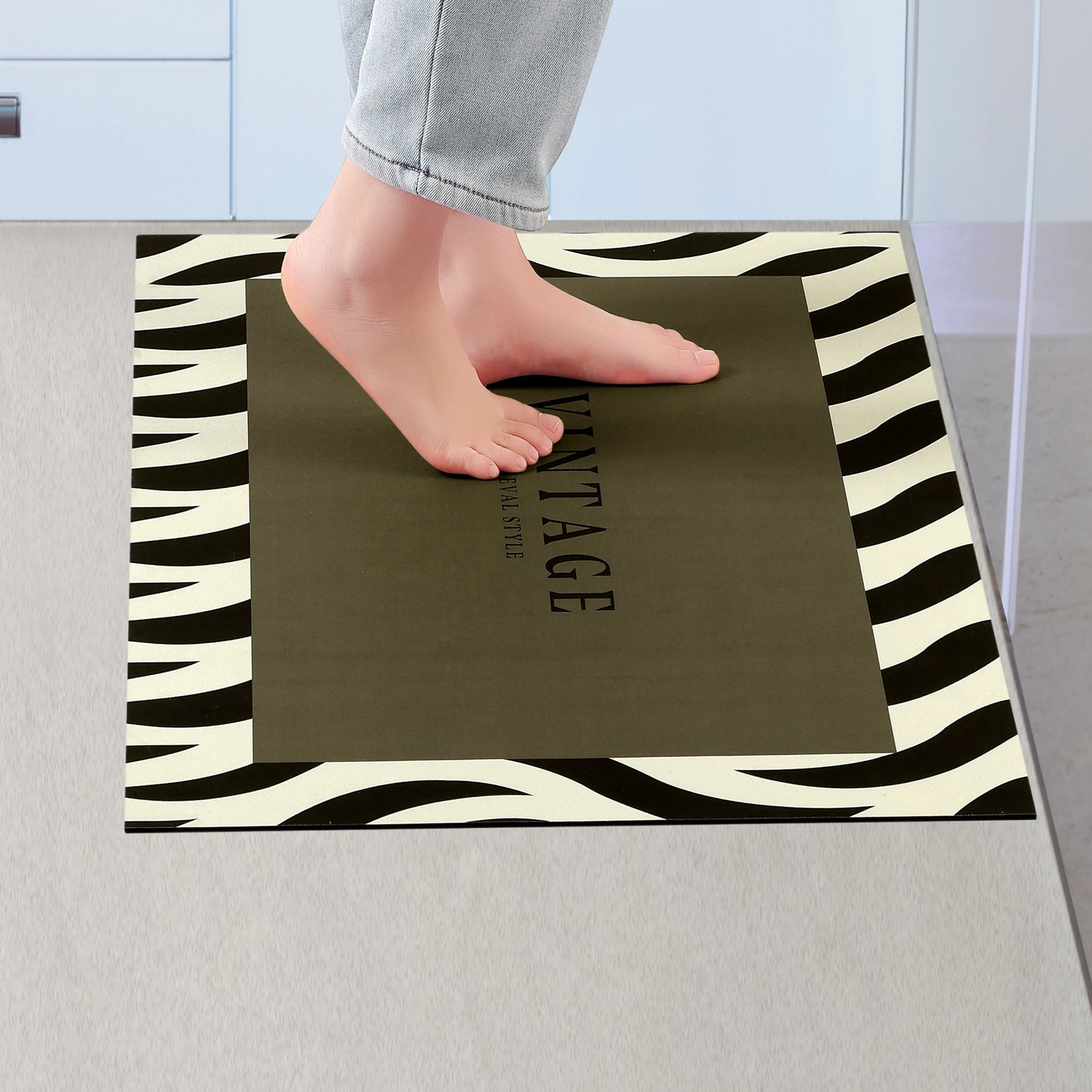 Abstract Geometric Pattern Kitchen Mats, Soft Floor Mats for Bathroom and Living Room