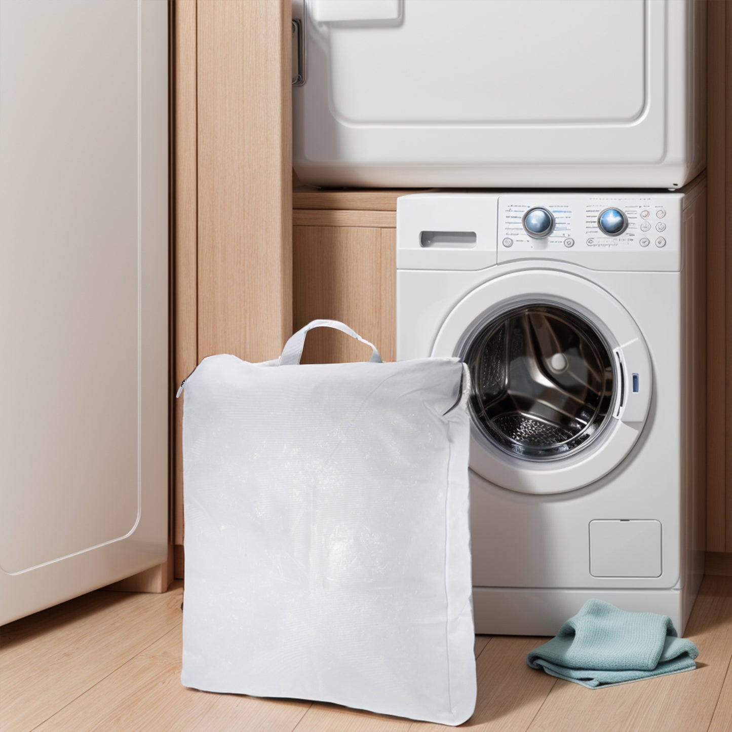 Portable Laundry Bag for Laundry Room 19.69"x3.94"x23.62" White Gray