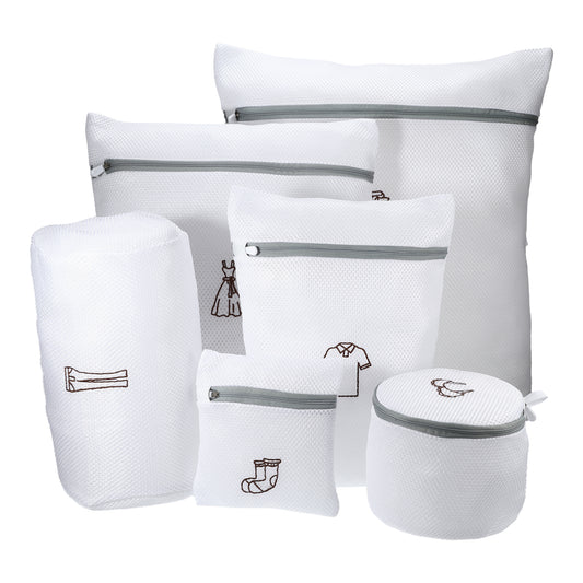 6 Pcs Set Folding Portable Laundry Bag for Laundry Bathroom 23.62"x19.69" White