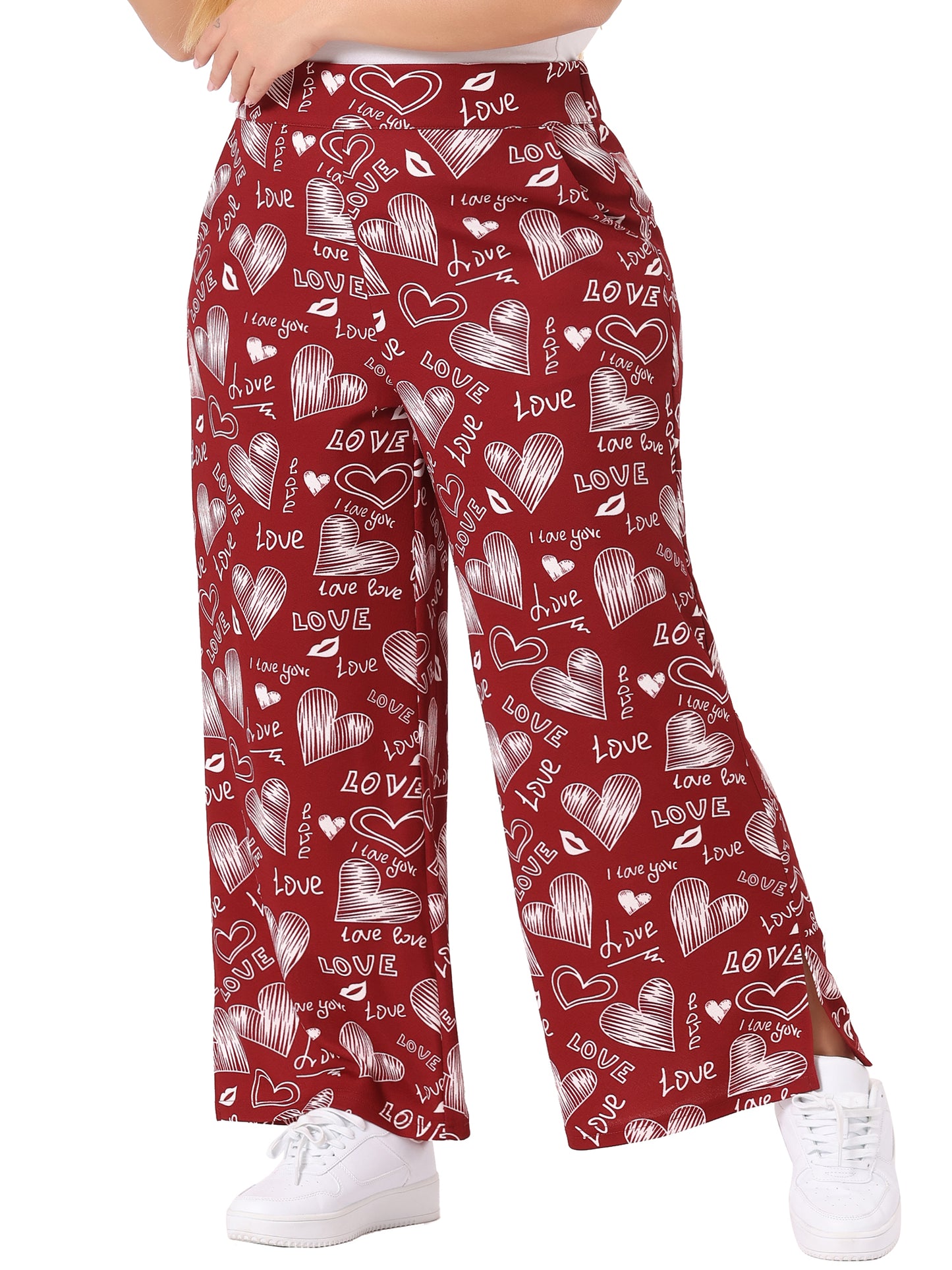 Women's Plus Size Summer Palazzo Pants Stretchy High Waist Polka Dots Casual Wide Leg Pants