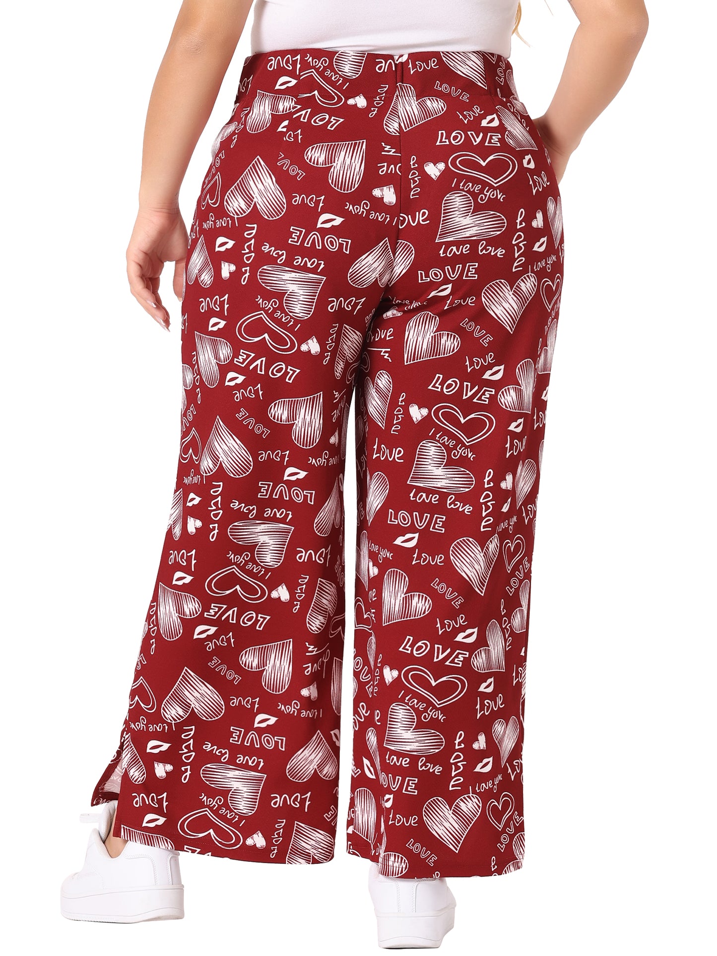 Women's Plus Size Summer Palazzo Pants Stretchy High Waist Polka Dots Casual Wide Leg Pants