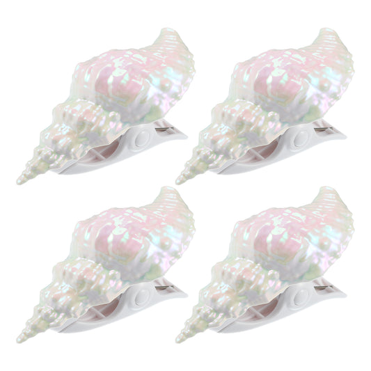 Conch ABS Metal Clothespins for Clothes 4.65"x3.15"x2.20" 4 Pcs White