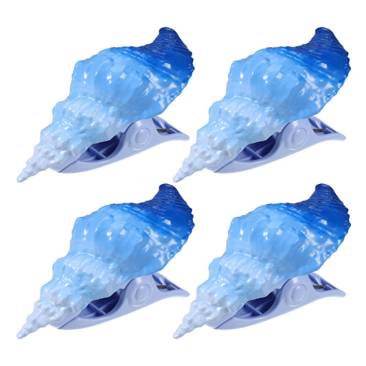 Conch ABS Metal Clothespins for Clothes Craft Pictures 4 Pcs Set Blue