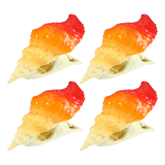 Conch ABS Metal Clothespins for Clothes Craft Pictures 4 Pcs Set Orange