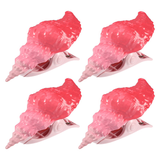 Conch ABS Metal Clothespins for Clothes Craft Pictures 4 Pcs Set Pink