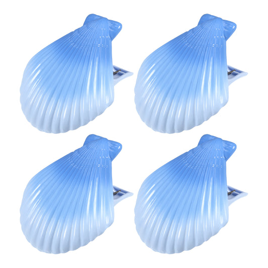 Shell ABS Metal Clothespins for Clothes Craft Pictures 4 Pcs Set Blue