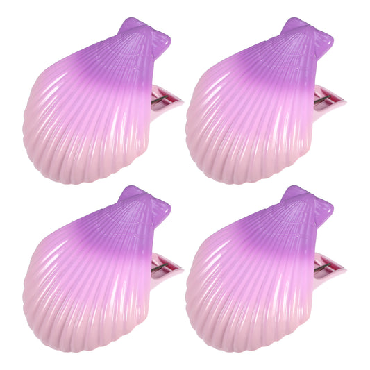 Shell ABS Metal Clothespins for Clothes Craft Pictures 4 Pcs Set Purple