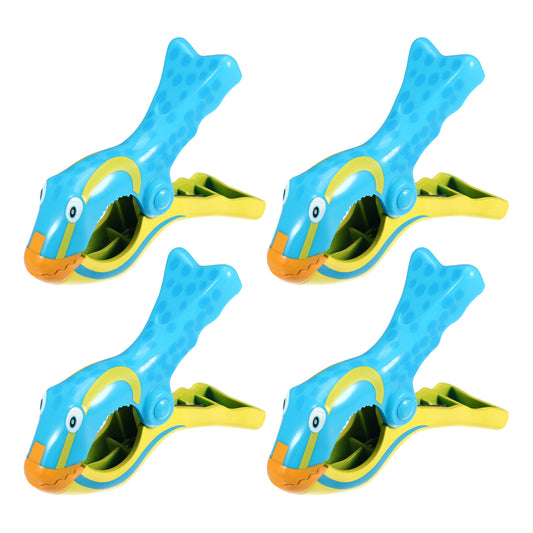 Clownfish ABS Metal Clothespins for Clothes 4.53"x3.39"x1.50" 4 Pcs Yellow Blue
