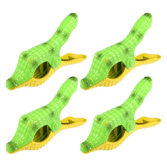 Crocodile ABS Metal Clothespins for Clothes Craft Pictures 4 Pcs Set Yellow Green