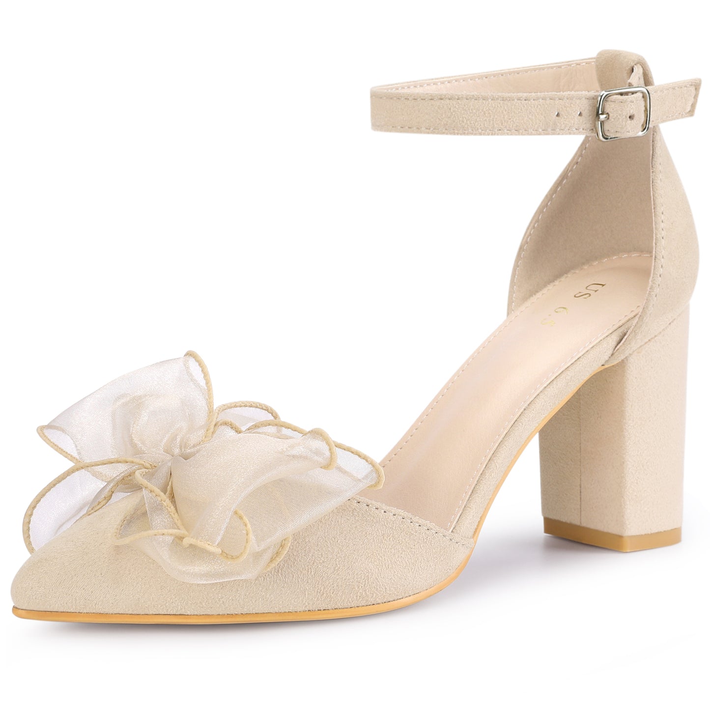 Women's Bow Heels Closed Toe Chunky Heel Pumps Sandals