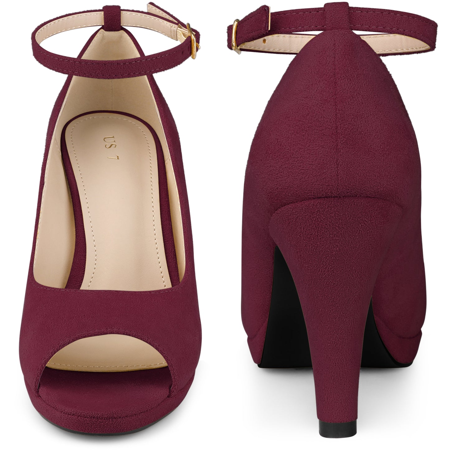 Zapatos de tacón de aguja con plataforma y tiras al tobillo para mujer