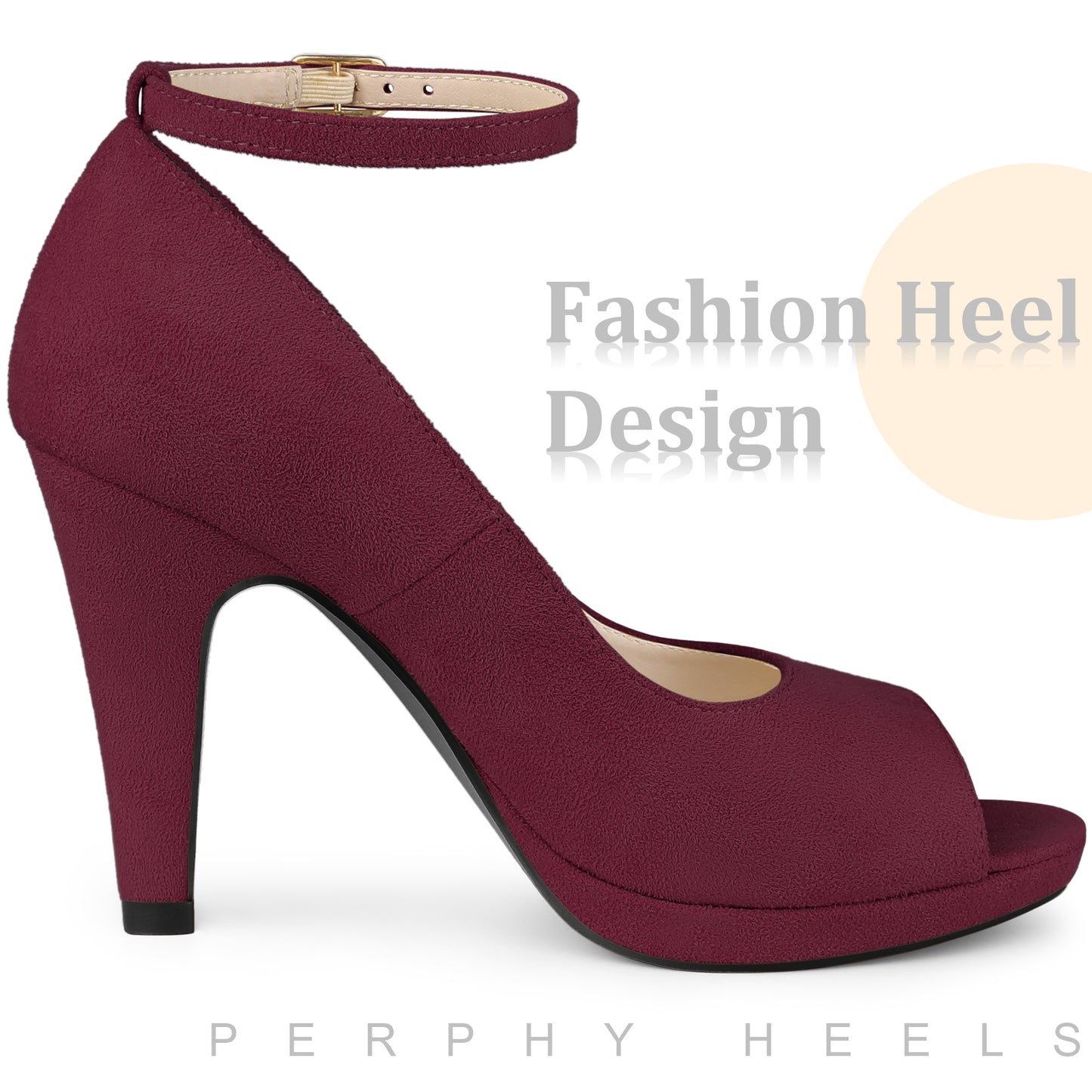 Zapatos de tacón de aguja con plataforma y tiras al tobillo para mujer