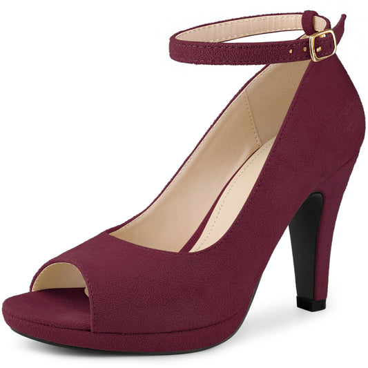 Zapatos de tacón de aguja con plataforma y tiras al tobillo para mujer