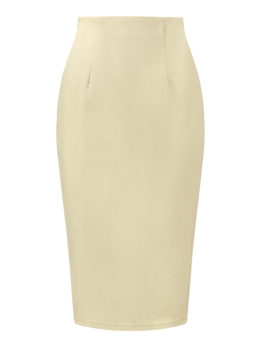 Traje ajustado de cintura alta hasta la rodilla para mujer, ideal para trabajar, con falda tubo