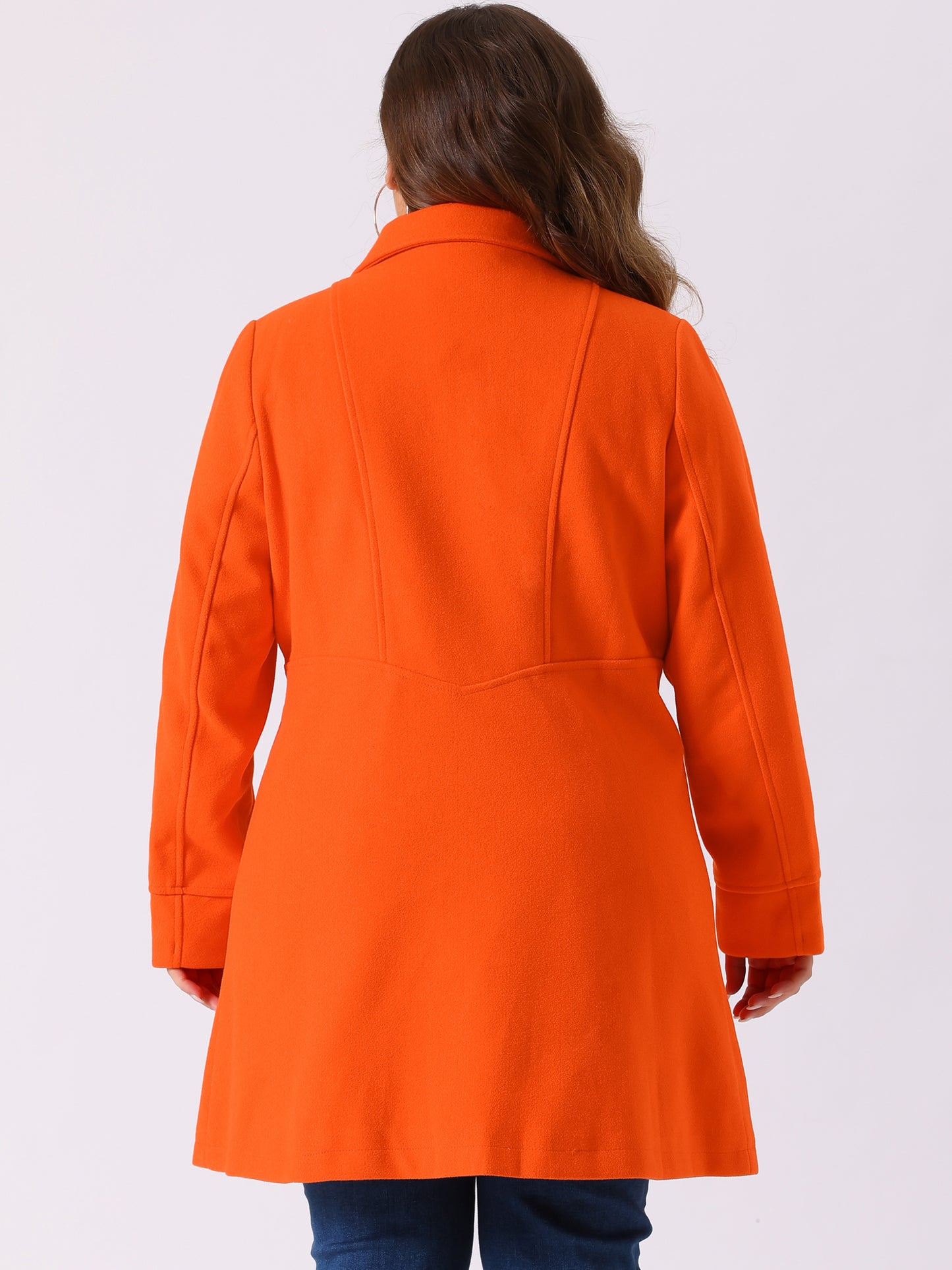 Women's Plus Size Coat A-Line Peter Pan Collar Double Breasted Fall Winter Peacoat