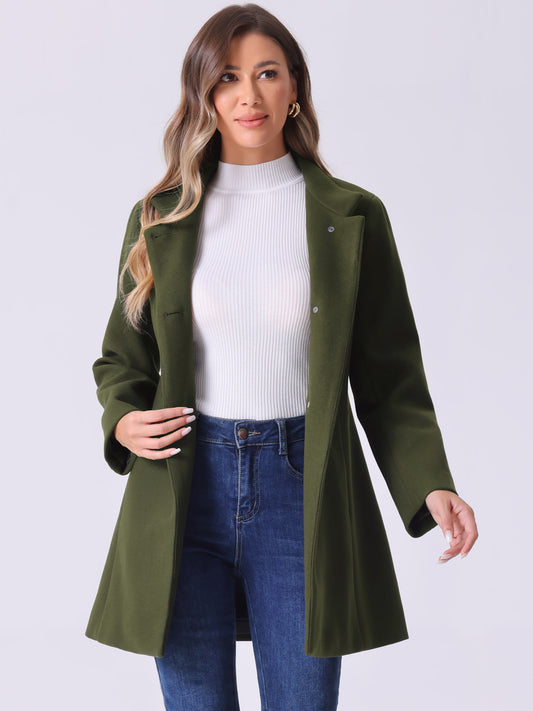 Women's Winter Overcoat Mid-Long Stand Collar Single Breasted Coat Outerwear, Deep Colors