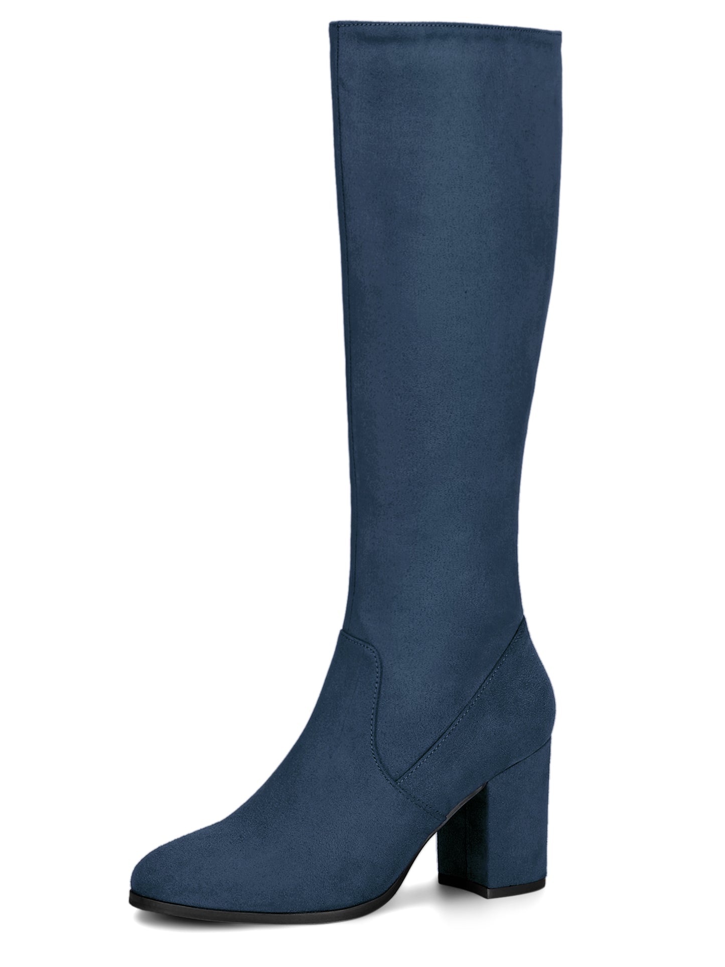 Women's Side Zipper Knee High Boots Chunky Heel Knee Boots, Deep Colors
