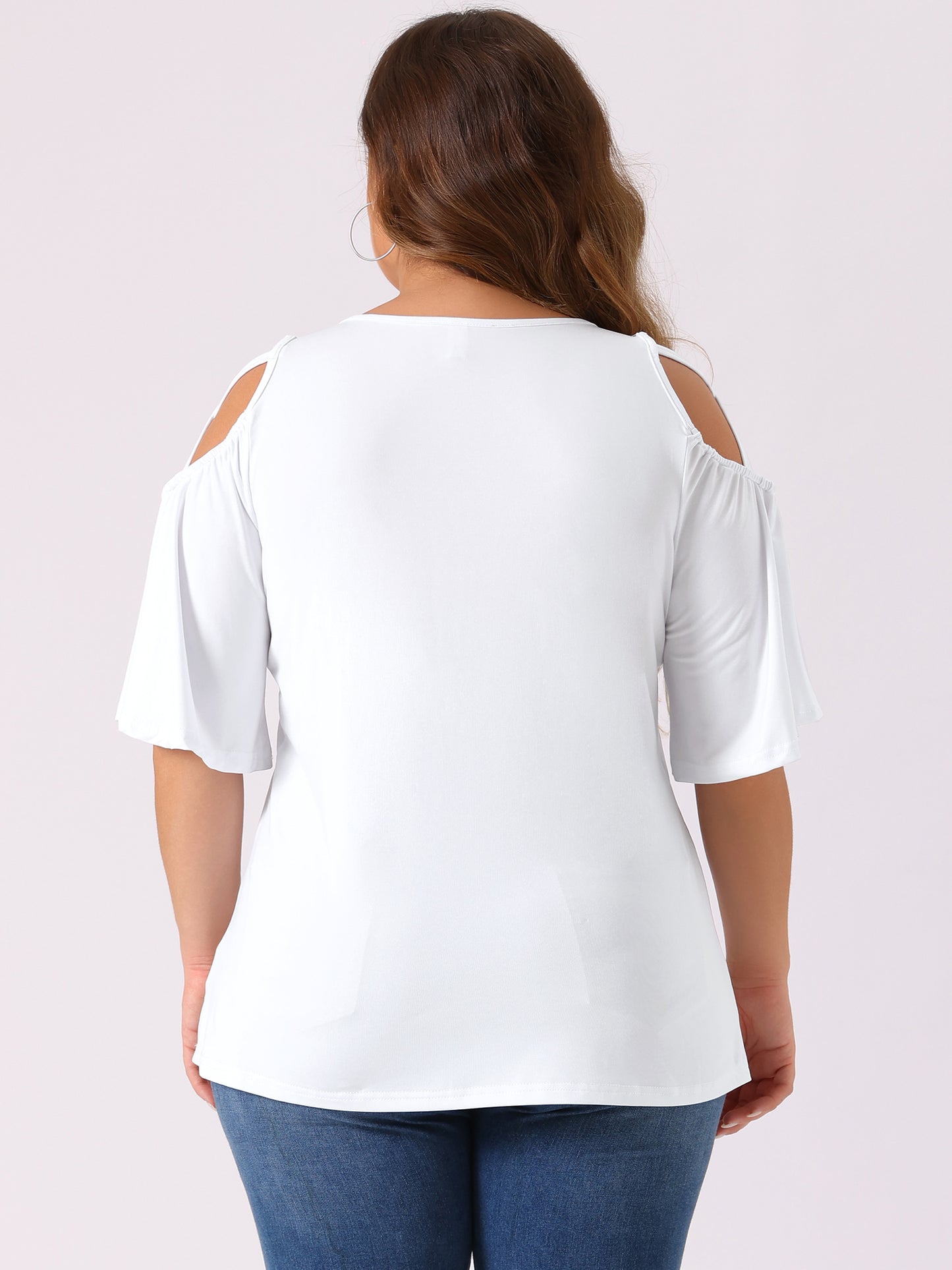 Women's Plus Size Cold Shoulder Bell Sleeve Summer Top