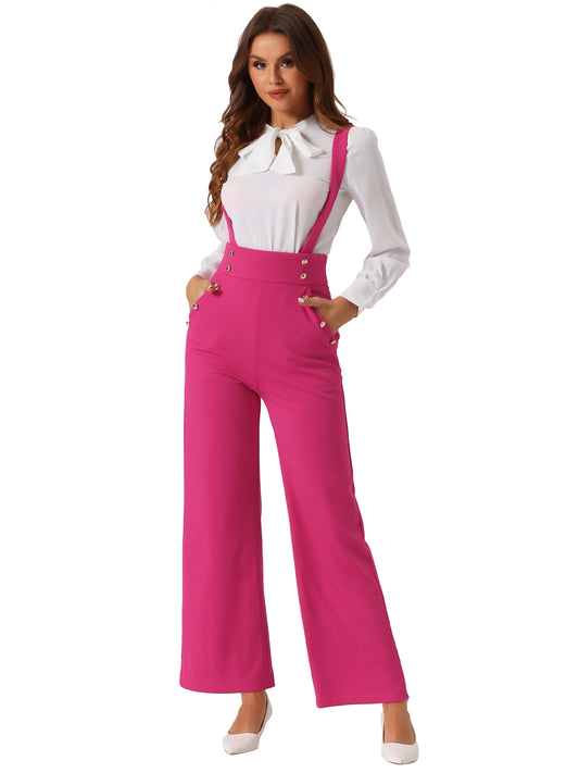 Women's Casual Office Overall Adjustable Straps Wide Leg Suspenders Jumpsuits