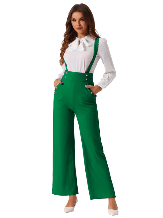Women's Casual Office Overall Adjustable Straps Wide Leg Suspenders Jumpsuits