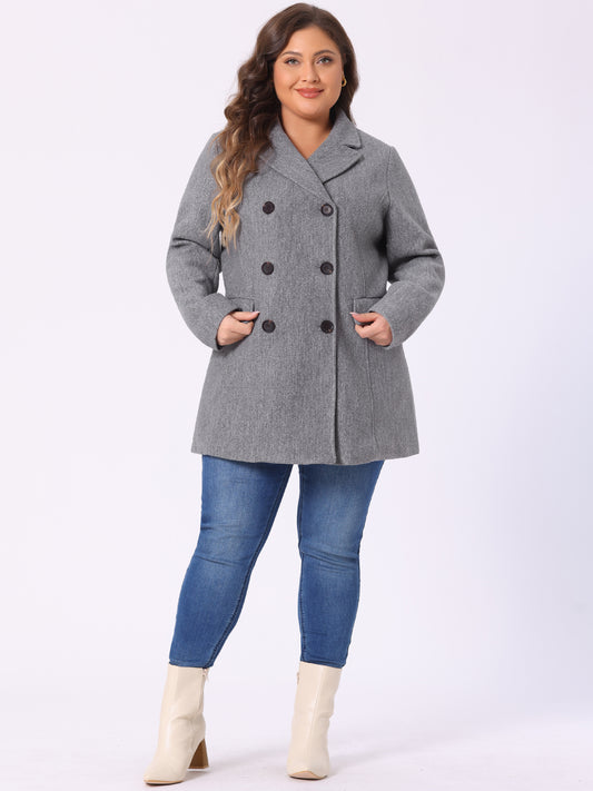 Women's Plus Size Notched Lapel Double Breasted Coat