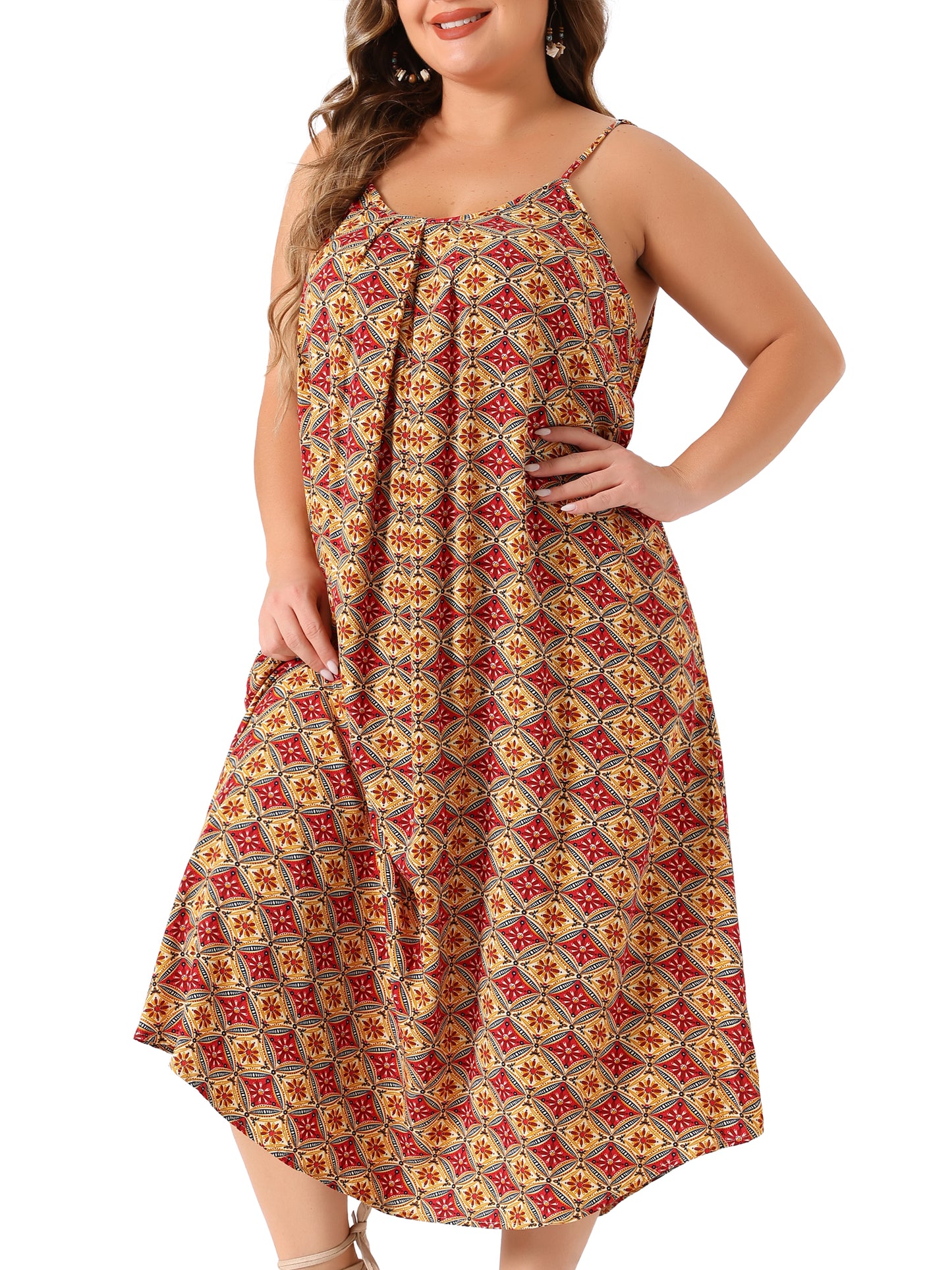 Women's Plus Size Dresses Bohemian Spaghetti Straps Summer Long Maxi Beach Dress