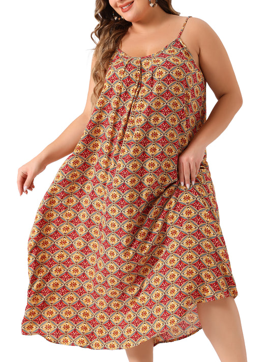 Women's Plus Size Dresses Bohemian Spaghetti Straps Summer Long Maxi Beach Dress