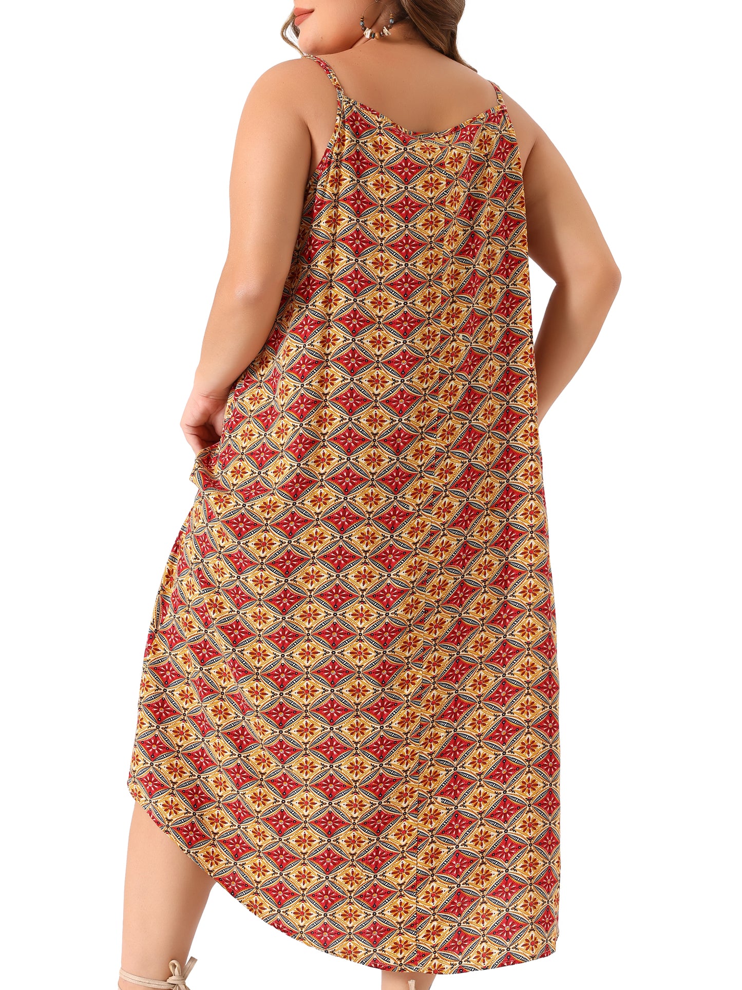 Women's Plus Size Dresses Bohemian Spaghetti Straps Summer Long Maxi Beach Dress