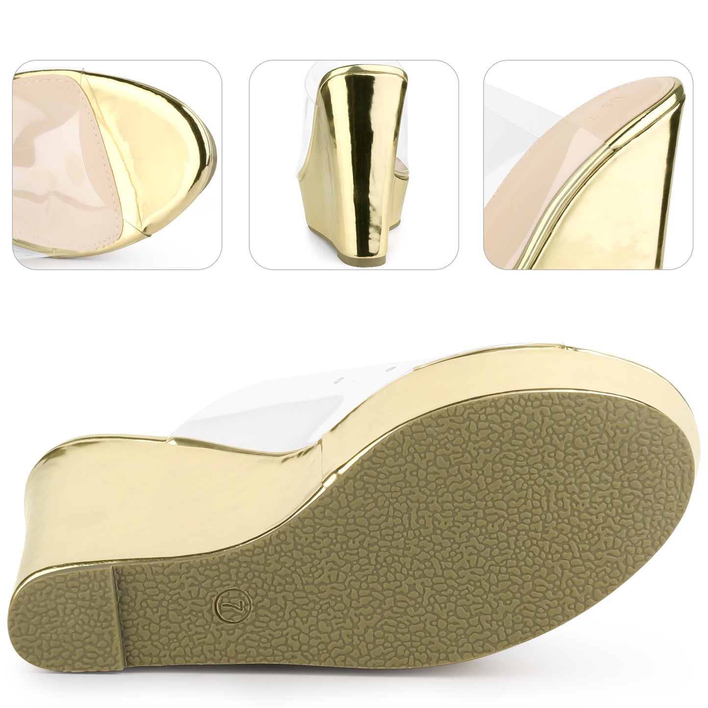 Sandalias de plataforma con cuña transparente para mujer