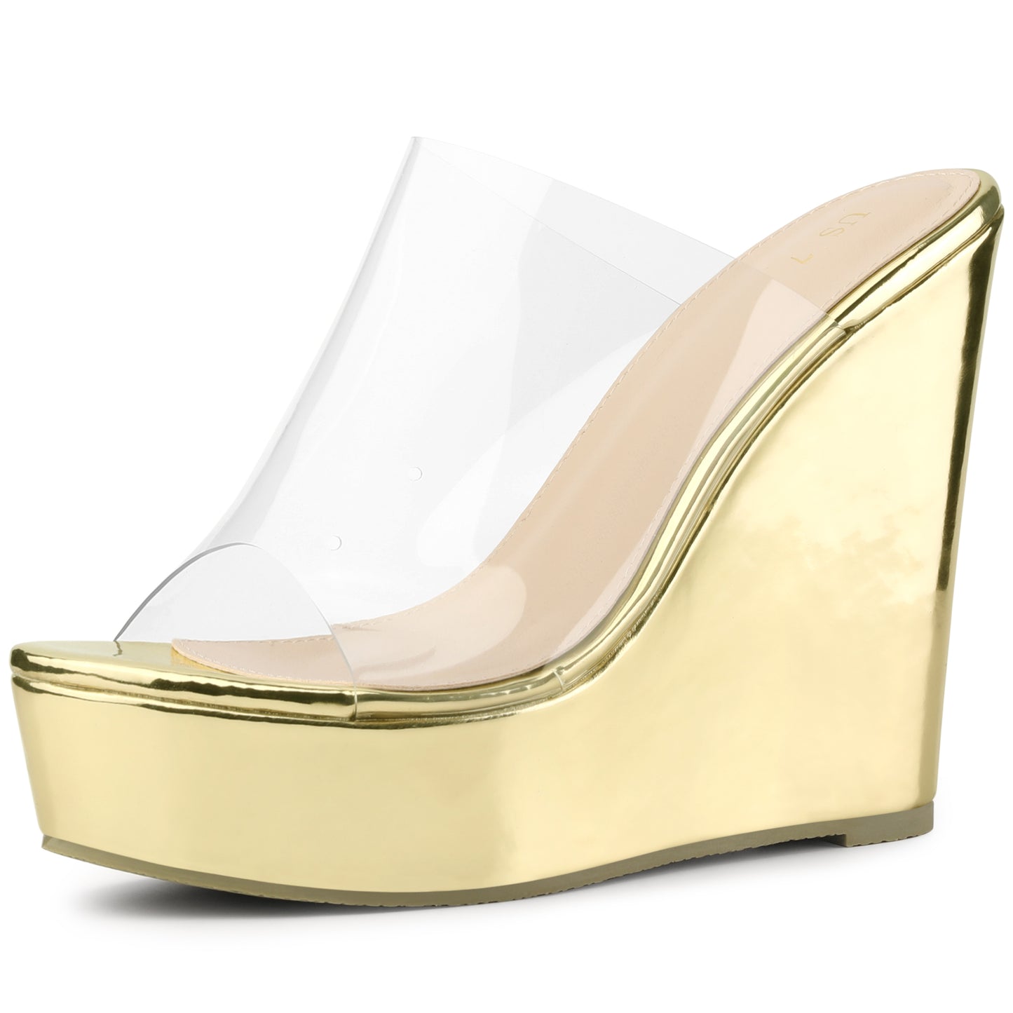 Sandalias de plataforma con cuña transparente para mujer