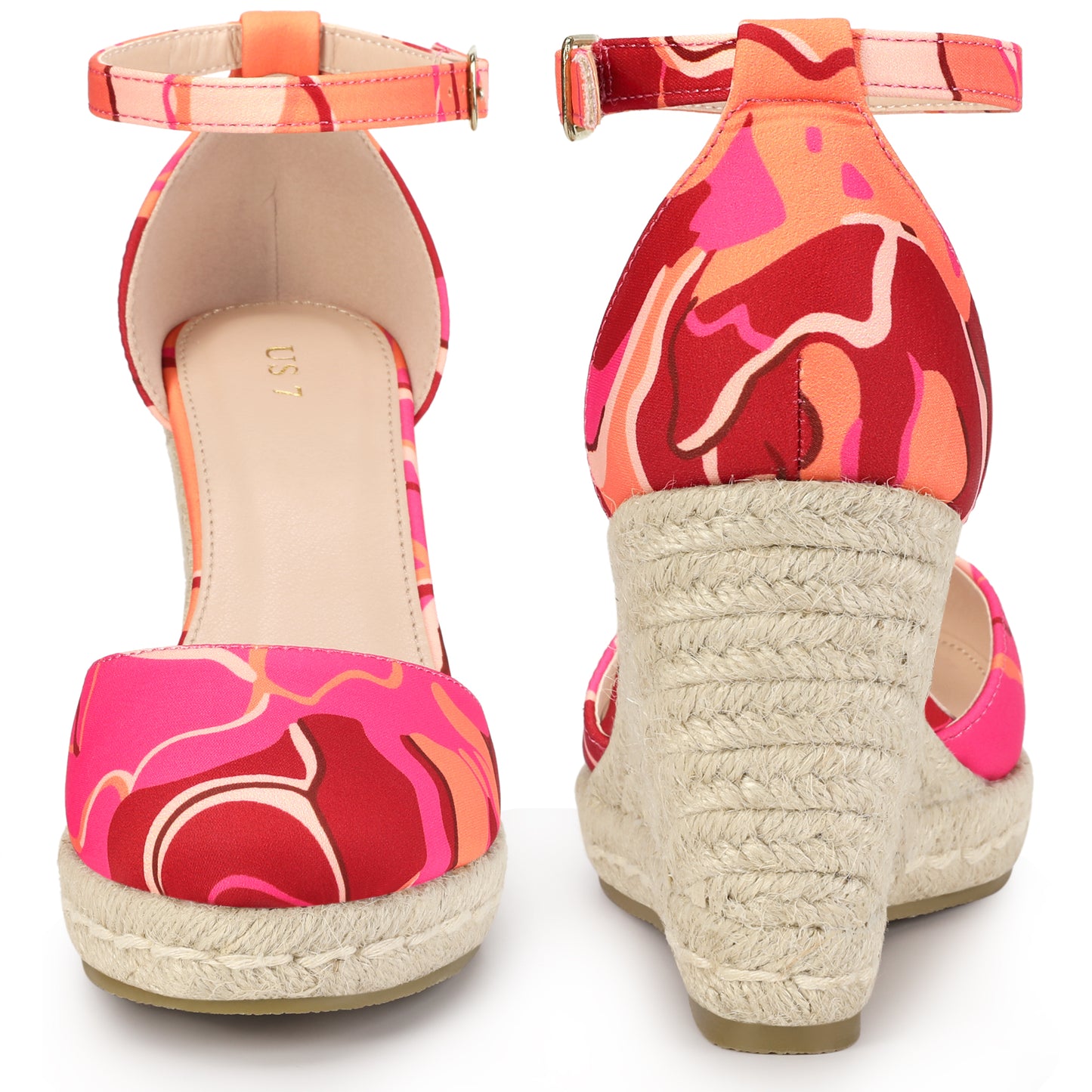 Women Platform Espadrilles Closed Toe Print Wedge Heel Sandals Wedges