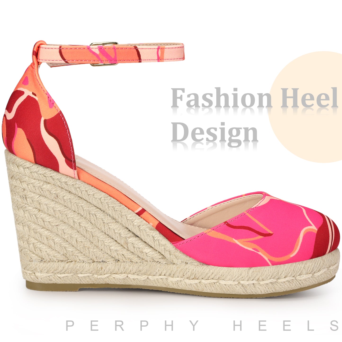 Women Platform Espadrilles Closed Toe Print Wedge Heel Sandals Wedges