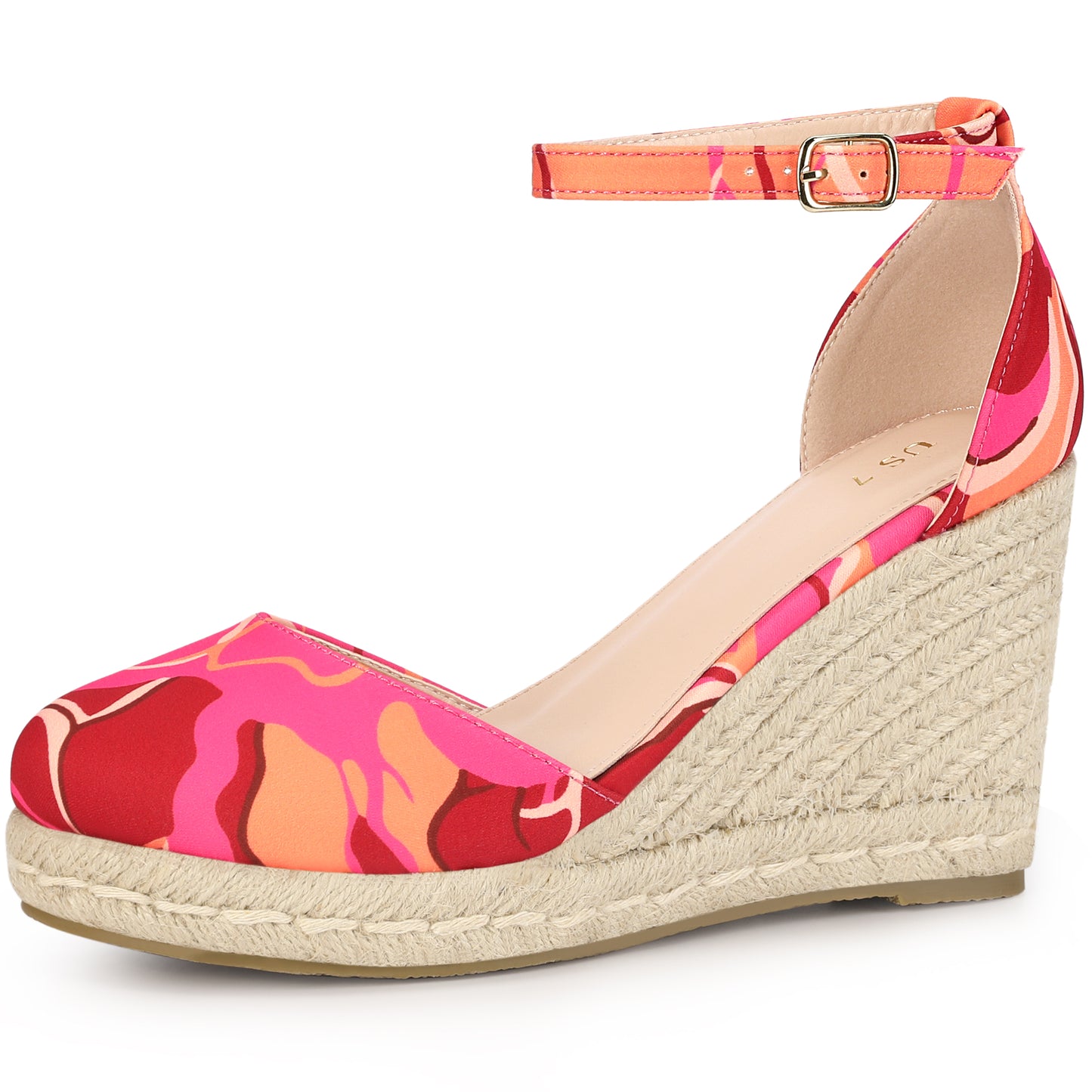 Women Platform Espadrilles Closed Toe Print Wedge Heel Sandals Wedges