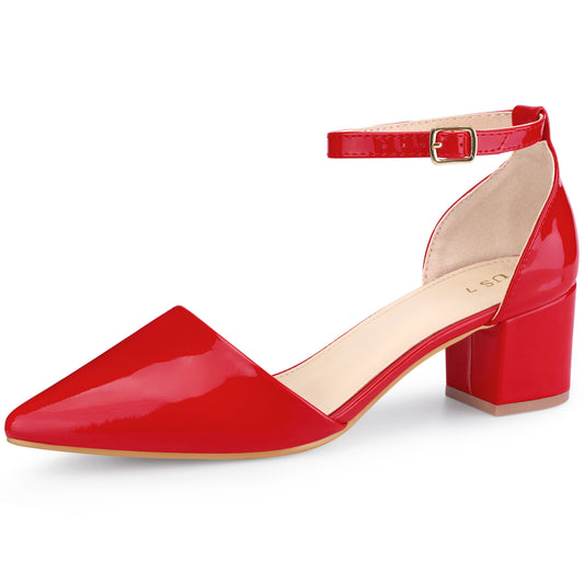 Zapatos de tacón bajo, gruesos, con punta cerrada y puntiaguda para mujer