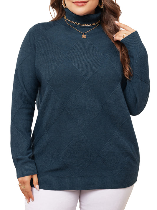 Women Plus Size Pullover Sweaters Lightweight Long Sleeve Turtleneck Sweater
