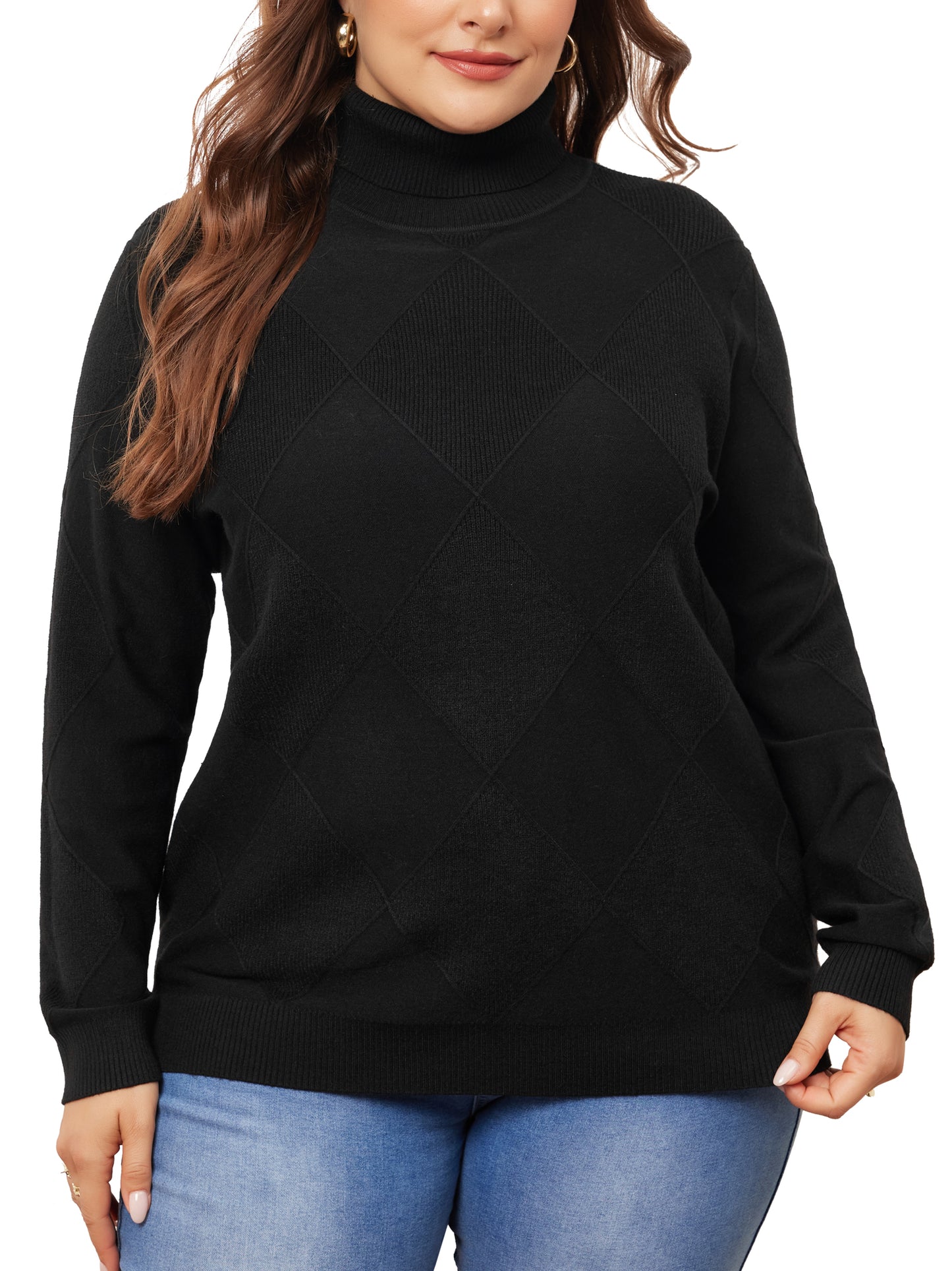 Women Plus Size Pullover Sweaters Lightweight Long Sleeve Turtleneck Sweater