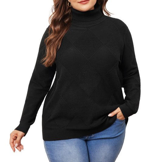 Women Plus Size Pullover Sweaters Lightweight Long Sleeve Turtleneck Sweater