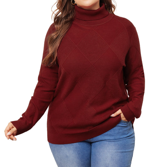 Women Plus Size Pullover Sweaters Lightweight Long Sleeve Turtleneck Sweater